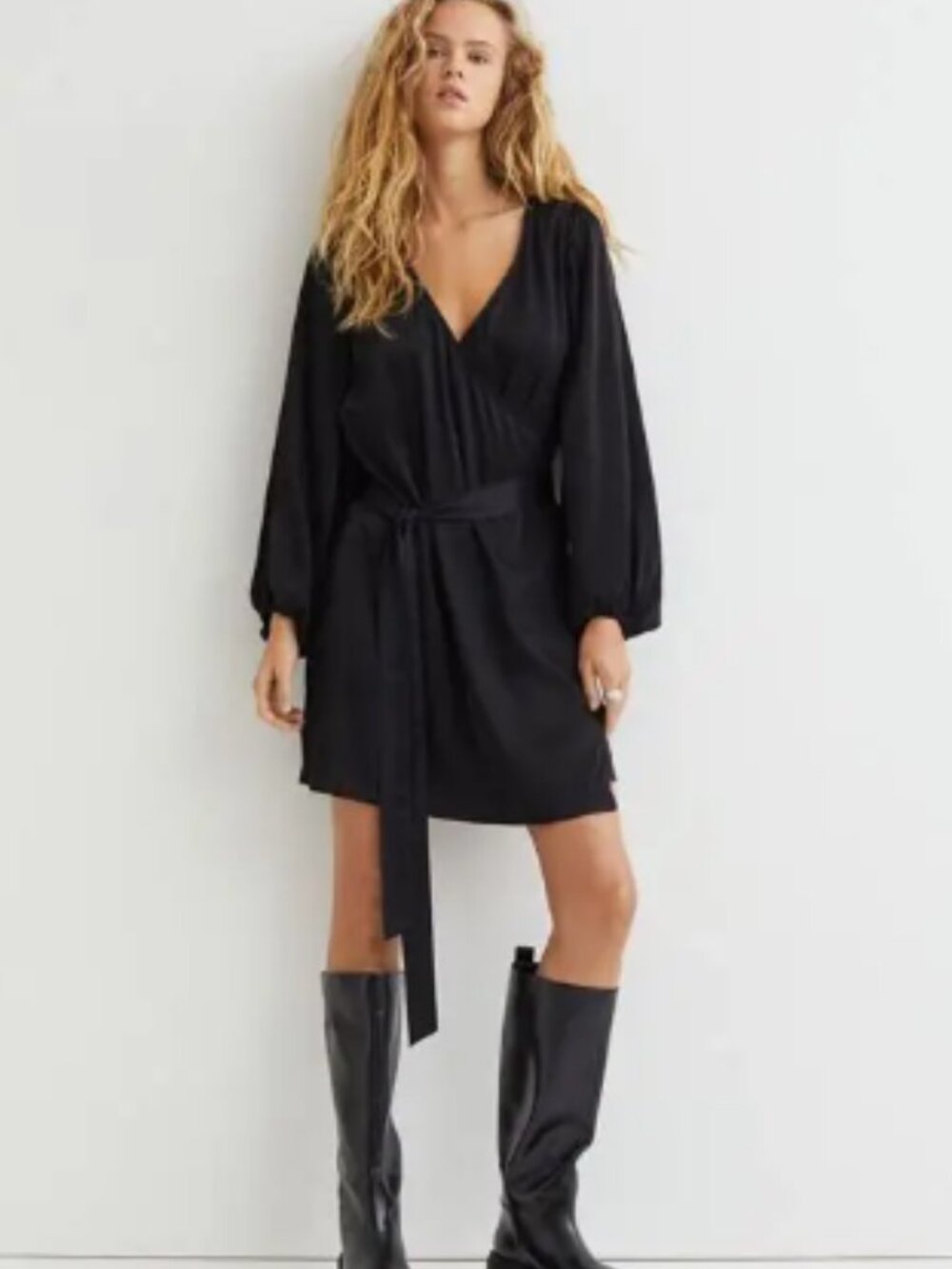 H&M Black Long Sleeve Wrap Dress